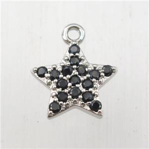 copper star pendant paved zircon, platinum plated, approx 12mm dia