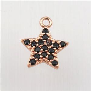 copper star pendant paved zircon, rose gold, approx 12mm dia