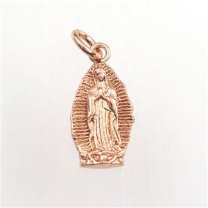 copper Jesus pendant, religious, rose gold, approx 8-14mm