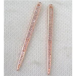 copper spike pendant paved zircon, rose gold, approx 6-55mm