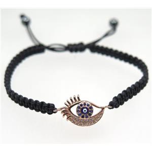 handmade bracelet with Evil eye pave zircon, nylon wire, approx 50-60mm dia