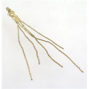 copper tassel pendant with chain, gold plated, approx 1mm thickness, 70-80mm length