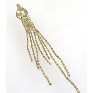 copper tassel pendant with chain, gold plated, approx 1.5mm thickness, 70-80mm length