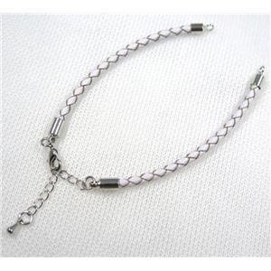 PU leather bracelet with resized chain, approx 3mm