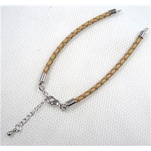 PU leather bracelet with resized chain, approx 3mm