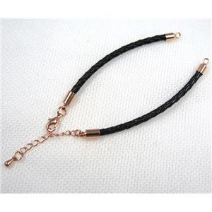 PU leather bracelet with resized chain, approx 3mm