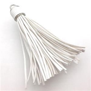 white Suede tassel pendants, approx 12-90mm