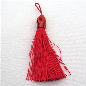 red Nylon wire tassel pendants, approx 95mm length