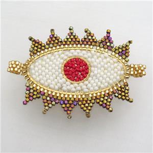 Handcraft eye connector with seed glass beads, approx 38-45mm