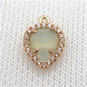 copper teardrop pendant pave zircon with crystal glass, gold plated, approx 11-14mm