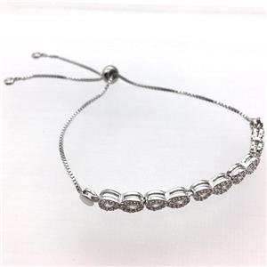copper bracelet pave zircon, platinum plated, approx 6mm