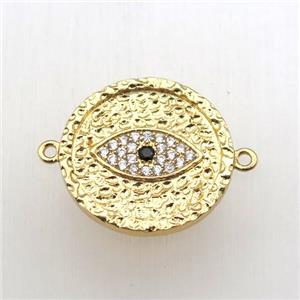 copper eye connector pave zircon, gold plated, approx 20mm dia