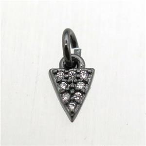 copper arrowhead pendant pave zircon, black plated, approx 4x6mm