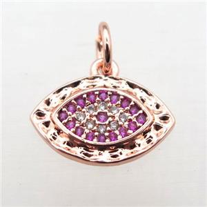 copper Eye pendant pave zircon, rose gold, approx 10-14mm