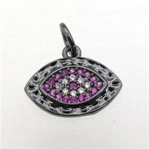 copper Eye pendant pave zircon, black plated, approx 10-14mm