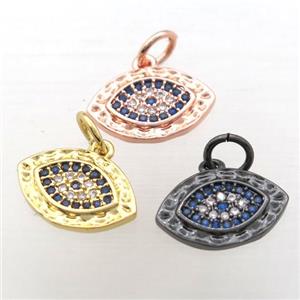 copper Eye pendant pave zircon, mixed color, approx 10-14mm