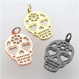 copper skull pendant, mixed color, approx 15-20mm