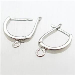 copper Latchback Earrings with loop, platinum plated, approx 16-16mm