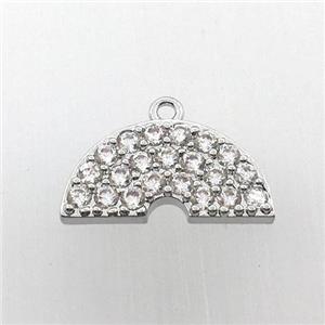 copper rainbow pendant pave zircon, platinum plated, approx 12-20mm