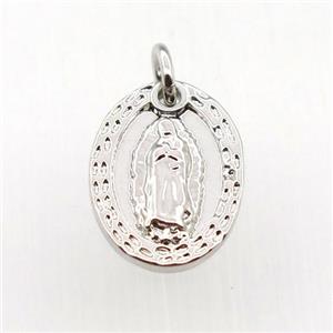 copper Jesu pendant, platinum plated, approx 10-15mm