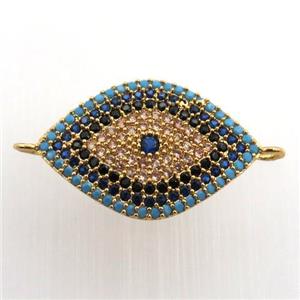 copper eye connector paved zircon, gold plated, approx 16-22mm