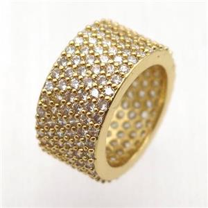 copper Ring paved zircon, gold plated, approx 9mm, 18mm dia