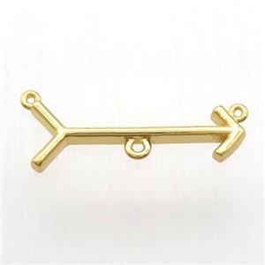 copper arrow pendant, gold plated, approx 10-28mm