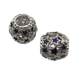 European Style copper barrel beads, Enameling, platinum plated, approx 10-12mm, 5mm hole