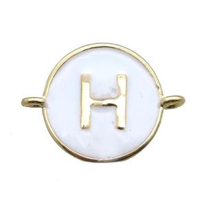 white enameling copper letter-H connector, gold plated, approx 13mm dia