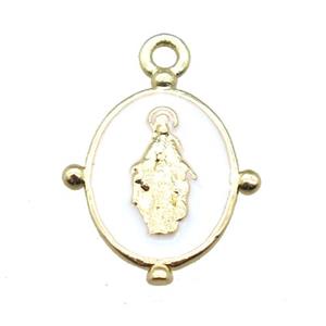 white enameling copper Jesus pendant, gold plated, approx 13-18mm