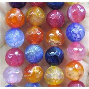 Agate beads, faceted round, mix color, approx 12mm dia