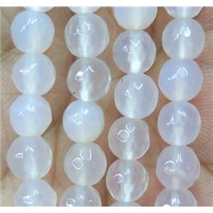 white Agate beads, faceted round, approx 6mm dia