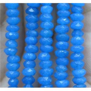 blue jade bead, faceted rondelle, approx 2x4mm