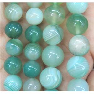 green striped agate beads, round, approx 12mm dia