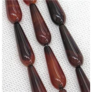 fancy Agate teardrop beads, approx 10x30mm, 13pcs per st