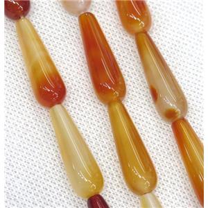 orange Agate teardrop beads, approx 10x30mm, 13pcs per st