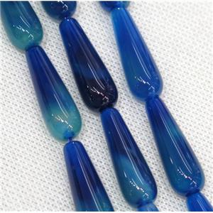 blue Agate teardrop beads, approx 10x30mm, 13pcs per st