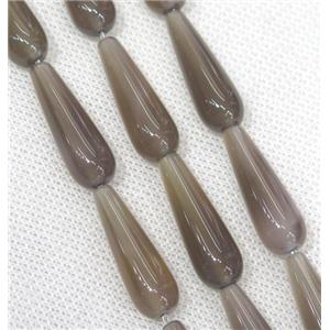 gray Agate teardrop beads, approx 10x30mm, 13pcs per st