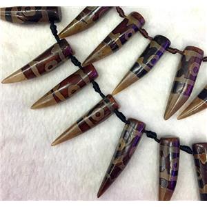 tibetan agate beads, horn, approx 10-35mm, 14pcs per st