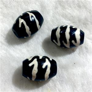 black tibetan style agate beads, oval, approx 10x14mm