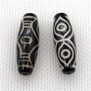 black tibetan style agate beads, oval, approx 10-40mm