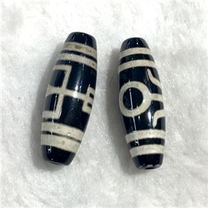 black tibetan style agate beads, oval, approx 10-40mm