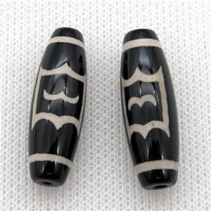 black tibetan style agate beads, oval, approx 10-40mm