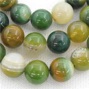 round striped Agate Beads, green, approx 6mm dia