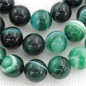 round striped Agate Beads, peacock green, approx 6mm dia