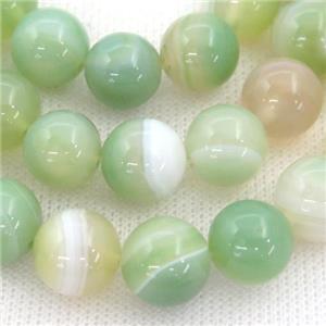 round striped Agate Beads, green, approx 4mm dia