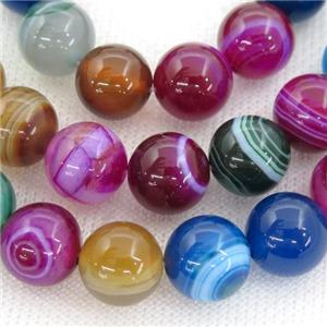 round striped Agate Beads, mix color, approx 8mm dia