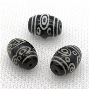 tibetan Dzi rice beads, approx 10x14mm