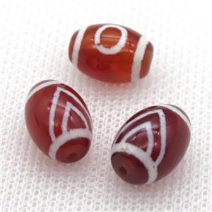 red tibetan DZi barrel beads, approx 10x14mm