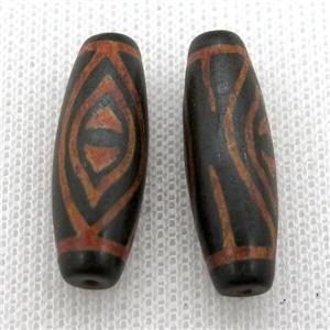 tibetan DZi rice beads, approx 10x30mm